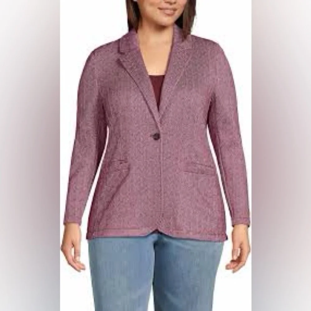 Lands' End Burgundy‎ Herringbone Blazer Size XL EUC